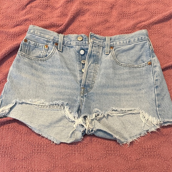 Levi's Pants - Levi's Light Blue Frayed Jean Shorts